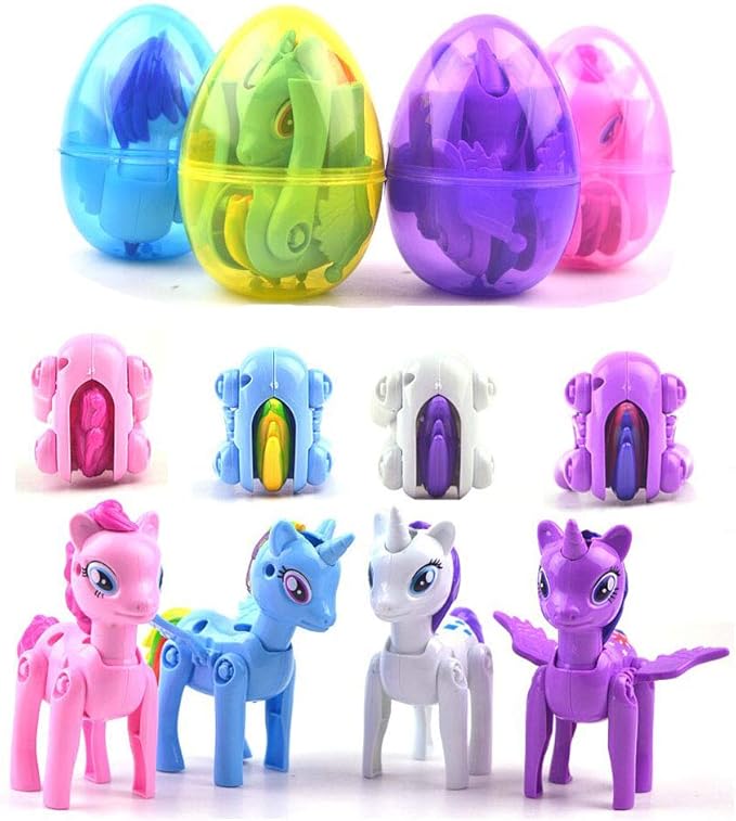 AA-Winnie-209$-4 Pack Jumbo Unicorn Deformation Easter Eggs with Toys Inside for Kids
