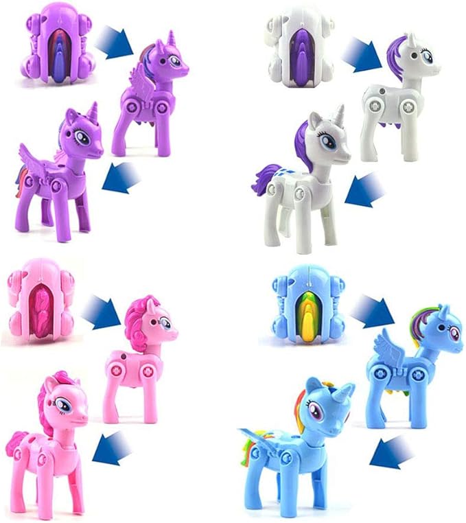 AA-Winnie-209$-4 Pack Jumbo Unicorn Deformation Easter Eggs with Toys Inside for Kids