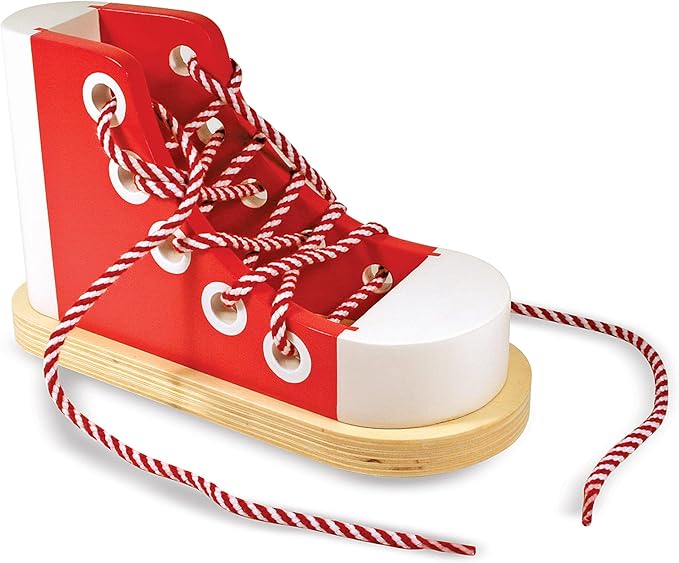 AA-Winnie-279$-Deluxe Wood Lacing Sneaker - Learn to Tie a Shoe Educational Toy - Shoe Tying Practice For Kids