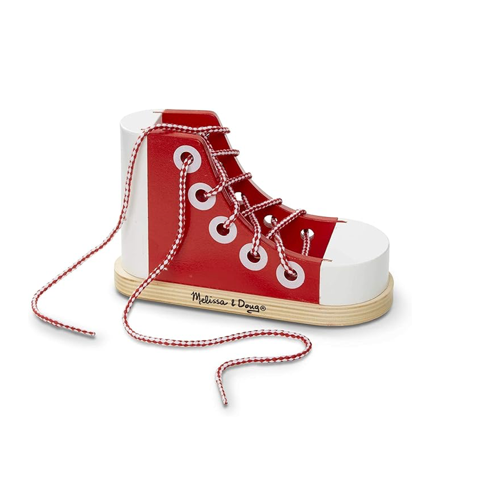 AA-Winnie-279$-Deluxe Wood Lacing Sneaker - Learn to Tie a Shoe Educational Toy - Shoe Tying Practice For Kids