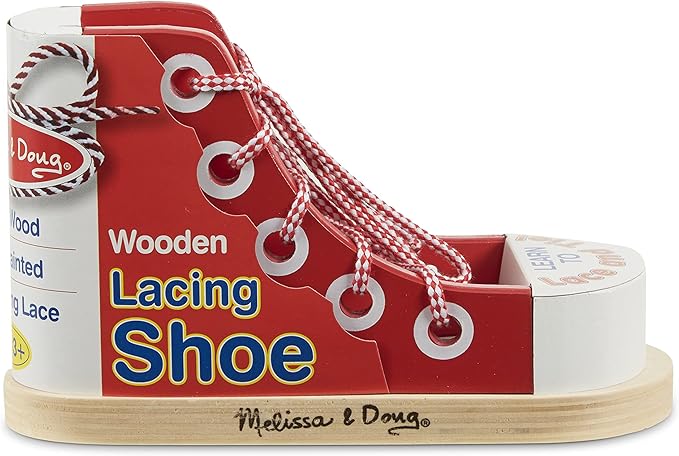 AA-Winnie-279$-Deluxe Wood Lacing Sneaker - Learn to Tie a Shoe Educational Toy - Shoe Tying Practice For Kids